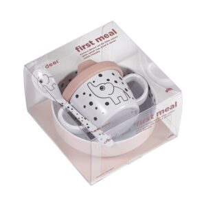 Første middagssett - Happy Dots - Done by Deer - Pudderrosa