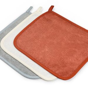 Bamboo Vaskekluter - 3 pk - MEMI - Murstein/Grå/Ecru