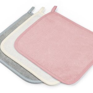 Bamboo Vaskekluter - 3 pk - MEMI - Rosa/Grå/Ecru