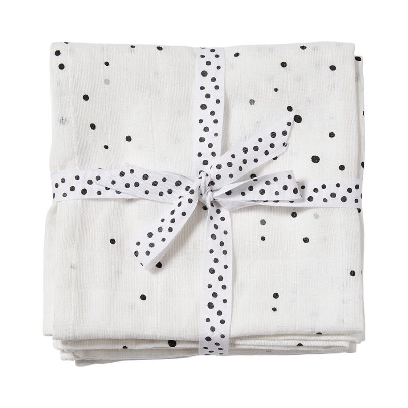 2-pk Dreamy Dots Swaddle - 120x120 - Done By Deer - Hvit
