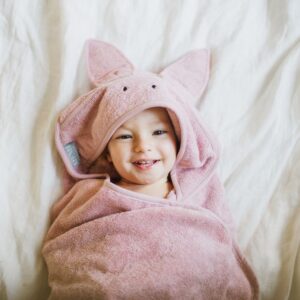 Bamboo håndkle - med kaninhete - MEMI - Rosa