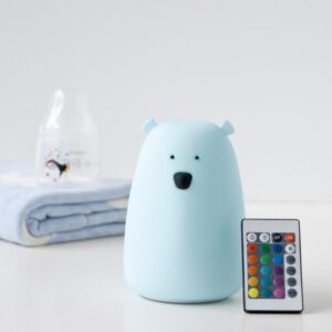 Bjørn Silikonlampe med fjernkontroll- Stor - Rabbit & Friends - Blå
