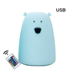 Bjørn Silikonlampe med fjernkontroll- Stor - Rabbit & Friends - Blå