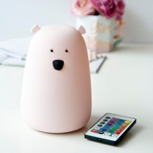 Bjørn Silikonlampe med fjernkontroll- Stor - Rabbit & Friends - Rosa