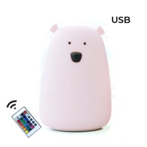 Bjørn Silikonlampe med fjernkontroll- Stor - Rabbit & Friends - Rosa