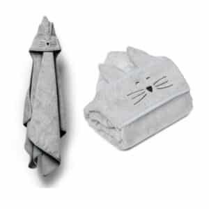 Bamboo hettehåndkle - 70x140 - med kattehete - MEMI - Grå