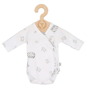 Nyfødt Body - økologisk bomull - Grey Leaves