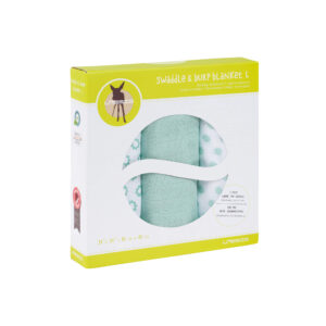 Muslin Swaddle Burp Blanket L Little Chums Stars Light Mint2
