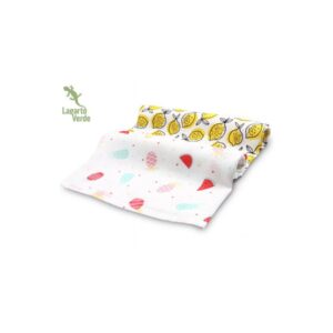 Musselin Gulpekluter 2-pk - 70 x 70 - Lagarto Verde - Ananas/Sitron