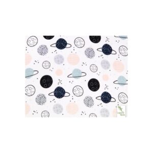 Musselin Gulpekluter 2-pk - 70 x 70 - Lagarto Verde - Planeter/Måner