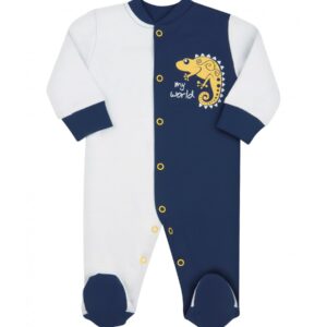 Pysjamas med fot – Heldress – økologisk bomull – Nini – Kameleon